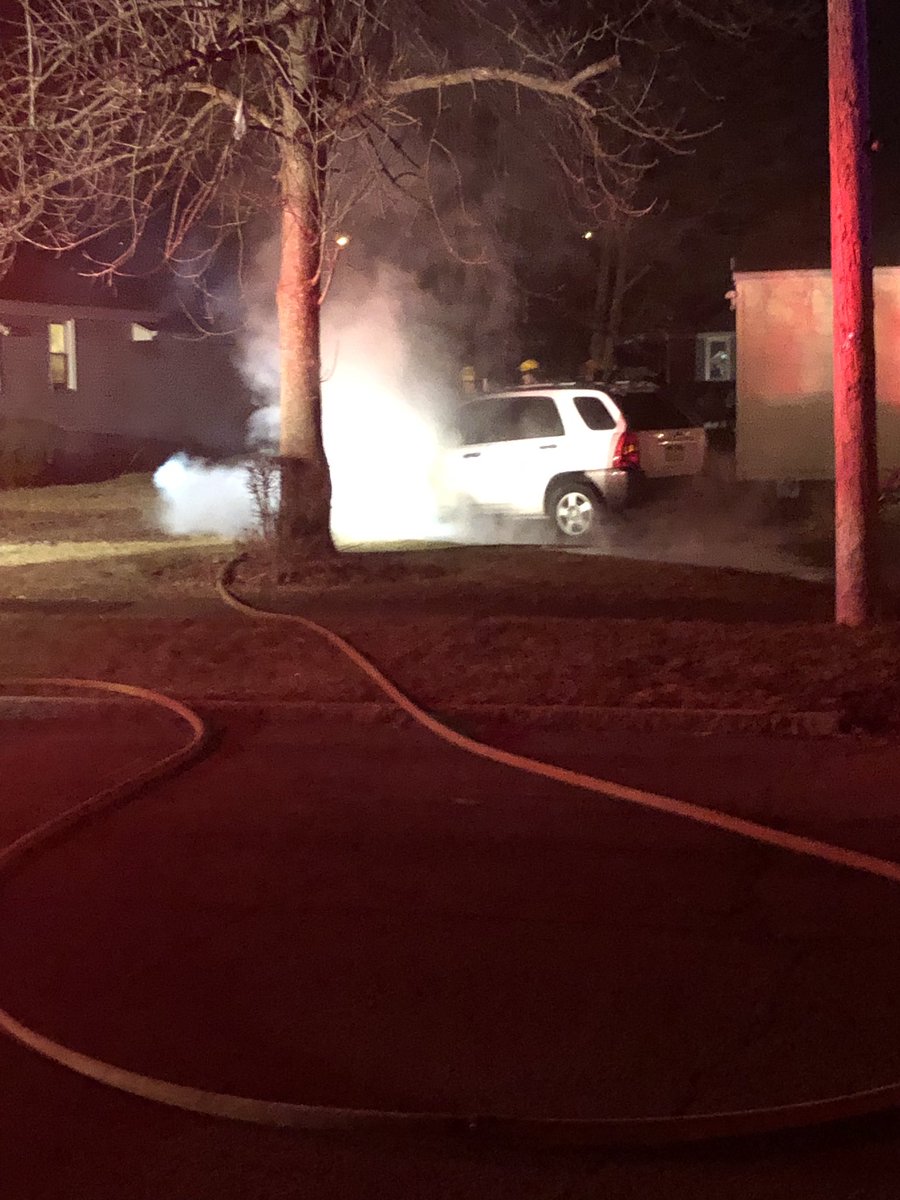 NfAngels's tweet photo. Car fire 20th and Virginia ave. The fire spread it to the awning on the house with no damage to the house. Car is a total loss no one was injured. https://t.co/gTyFdVeI9Q