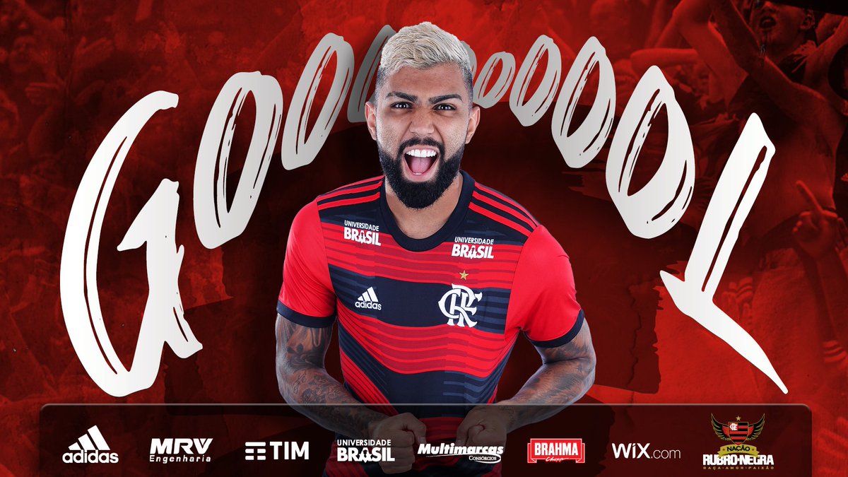 Flamengo's tweet photo. GOOOOOOOOOOOOOOOOOOOOOOOOOOOOOOOOOLLLLLL! GABIGOL É O NOME DELE! #MADxFLA #CRF https://t.co/0bbAQRAP8r