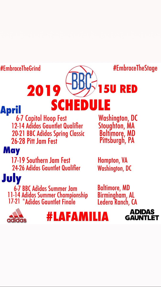 TeamBBC15uRed's tweet photo. Team BBC 15u Red Schedule 

Head Coach @Rock21Smith 

Challenging Student Athletes-Maximizing Potential

#EmbracingTheGrind #EmbracingTheStage #Lafamilia https://t.co/kI04FVlsG4