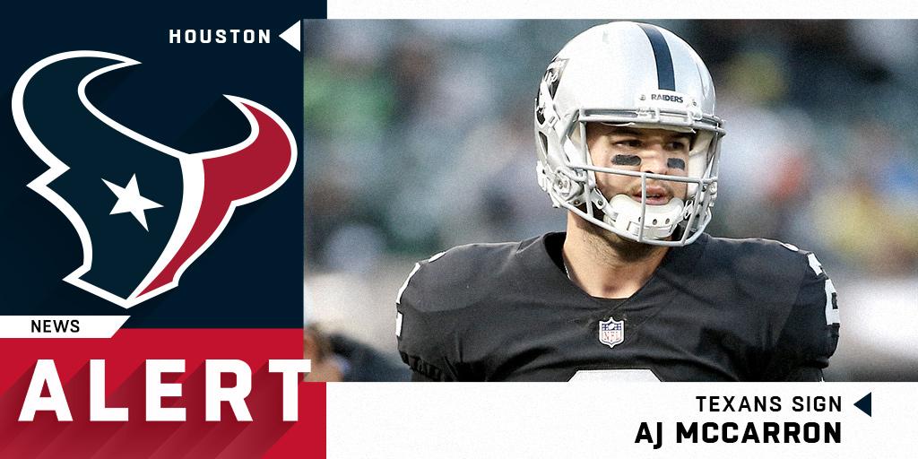 NFL's tweet photo. .@HoustonTexans signing QB @10AJMcCarron. (via @RapSheet) https://t.co/KgU1GiO5gv