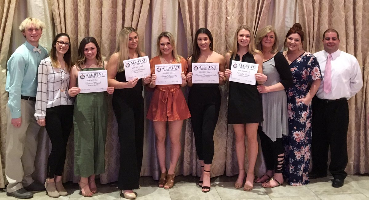 NHAthleticsAD's tweet photo. Congratulations to Renee, Gracie, Abby, Alyssa &amp; Emily. 
Class L All-State Cheerleaders honored tonight at the CHSCA All-State Banquet. @NorthHavenPatch @nhcourier @NHCitizen @NHHSFootball @nhhsbbasketball @NorthHavenTribe https://t.co/YSZDKhr5nA