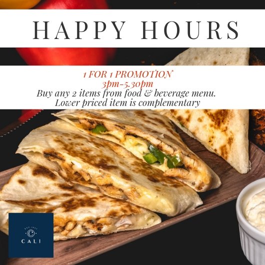 The foodies have moved to #Cali this month. #Happyhours on food and beverage! 

#Cali #CaliSingapore #CreatingMoments #CaliRochester #CaliChangi #1for1maincourse #extendedhappyhour #Wine #Rochester #Changi #Bar #NTU #NUS #SMU #SIM #sgeats #sgfood #sgfoodie #hungrygowhere #chopesg