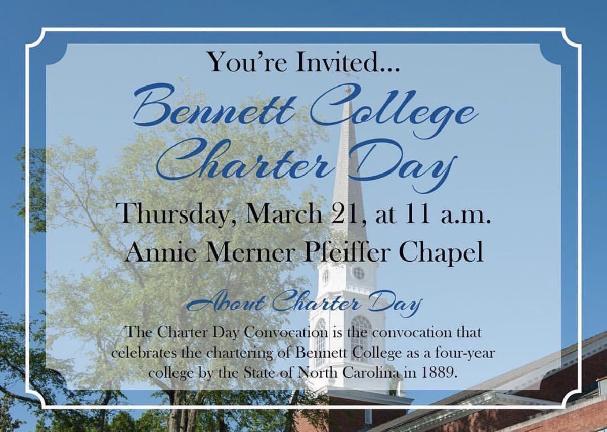 Bennett_SGA's tweet photo. We would love for you to attend Charter Day, this Thursday, March 21. If you’re not able to make it, you can live stream it using the link below. 💙🔔@BennettCollege 
#BennettCollege #BennettBelles #StandWithBennett 
https://t.co/bTJeYi8ws3 https://t.co/pfJKVcfkUp