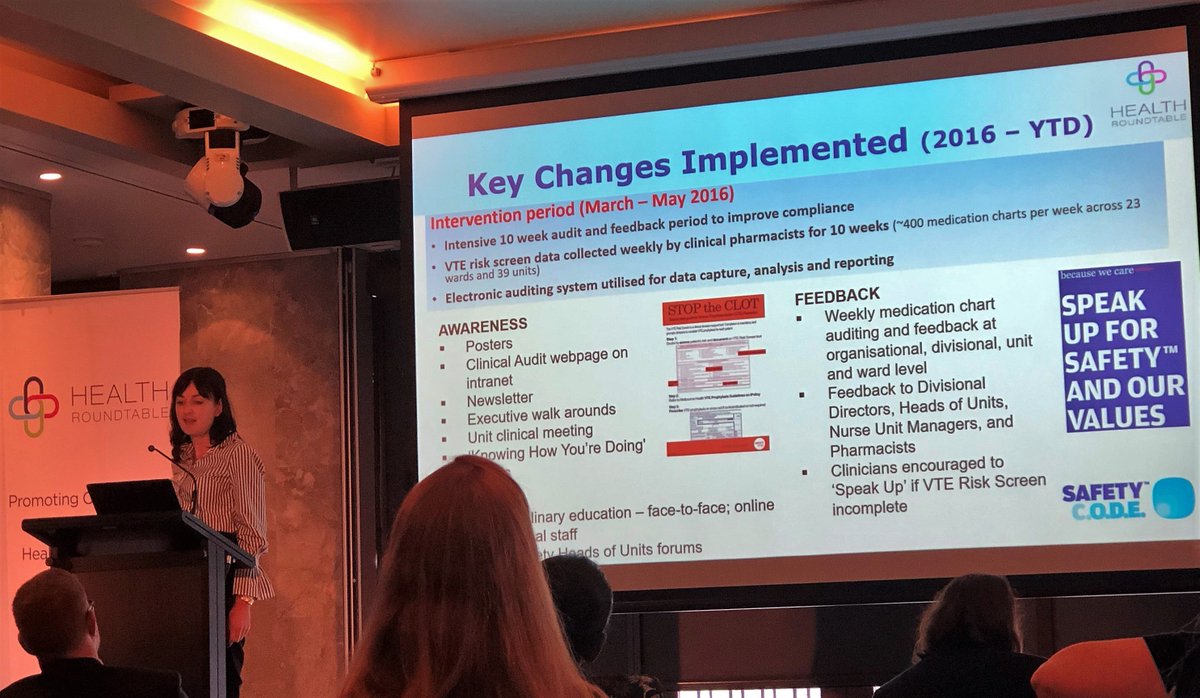 cognitive_Inst's tweet photo. At today's @HealthRTable it was great to see @MelbourneHealth presenting positive outcomes from their Venous Thromboembolism quality improvement project. #safetycode #speakingupmovement #speakupforsafety https://t.co/gBBAAqH6nw