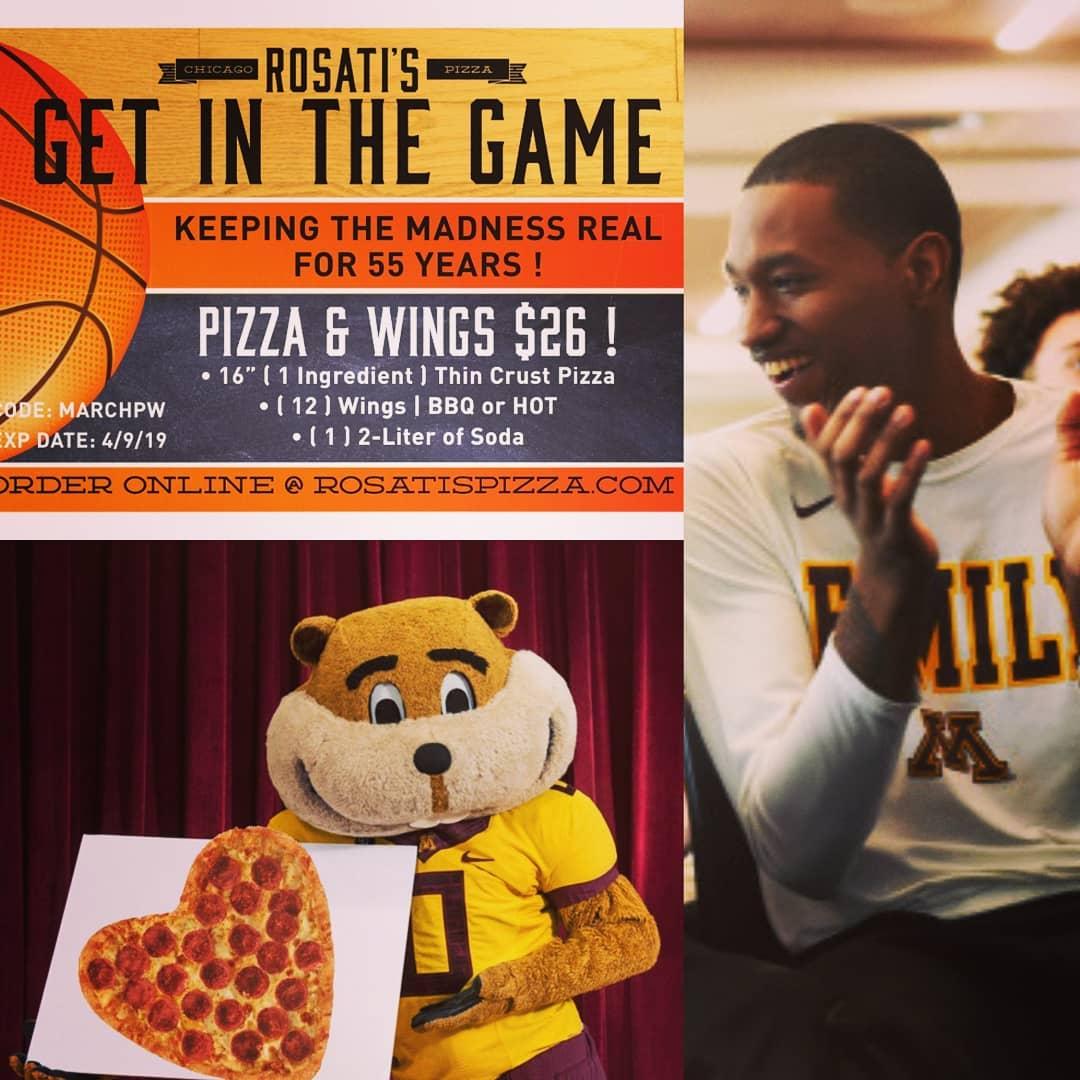 spizzamn's tweet photo. Celebrate @marchmadness with pizza!! Cheer on @GopherMBB vs. @LouisvilleMBB en route to @FinalFour Use offer code MARCHPW for a one topping 16" thin crust with 12 wings and a 2 liter pop!! Offer good through April 9th! #skiumah #rosatismaplegrove #FinalFour https://t.co/0jW1PHuwiy
