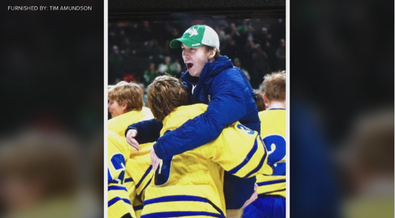 BoydHuppert's tweet photo. When Cade Anderson started the school yr in the hospital battling cancer, the Cathedral High hockey boys shaved their heads for their team manager. This week they returned to school with the state championship trophy.  Better still, Cade is cancer free! https://t.co/oBJNH2bhnK https://t.co/f6fX43oLif