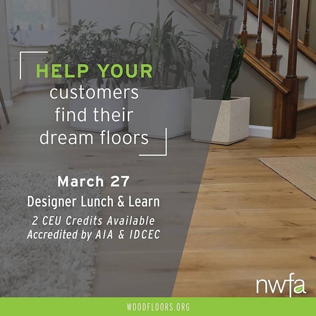 Calling all architects and designers local to Dallas! Join Brett Miller, NWFA VP of Education &amp; Certification, for a Lunch &amp; Learn as he presents two CEUs, both accredited by AIA and IDCEC at French-Brown Floors in Dallas, Texas, on Wednesday, March 27 f… ift.tt/2HIyIfd