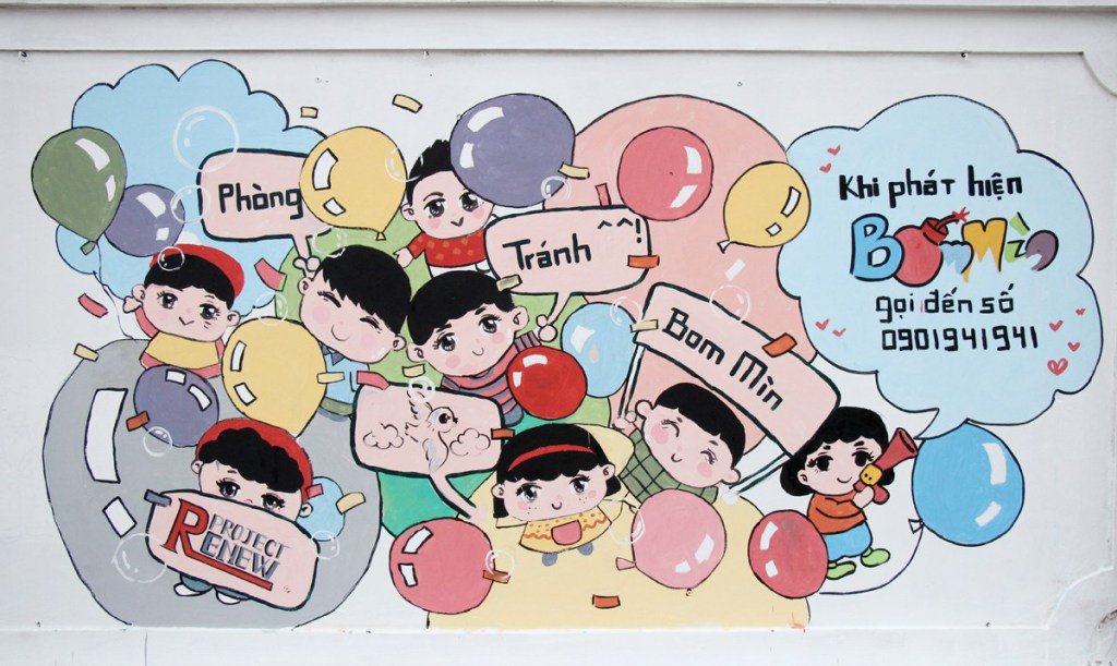 projectrenew's tweet photo. RENEW khởi động Dự án tranh tường nghệ thuật hỗ trợ giáo dục nguy cơ bom mìn tại tỉnh Quảng Trị https://t.co/lySOWbmbFM https://t.co/ZBsx5RD5w4