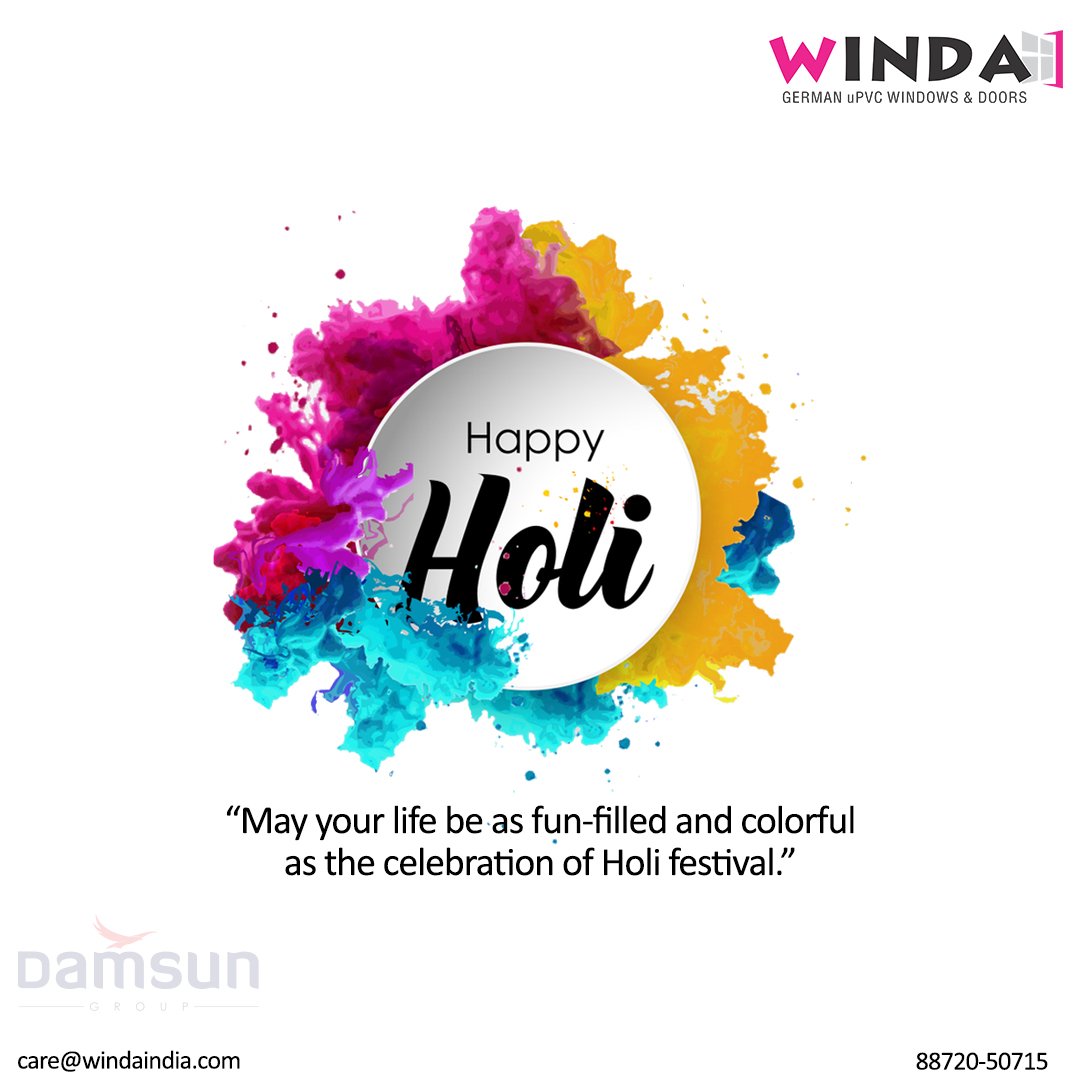 WindaIndia's tweet photo. Team Winda wish you all a very Happy ,Vibrant & Joyous Holi Play Safe #HappyHoli #Holi #Colors #WindaRehauWindows #GermanuPVCWindows #10YearAssuredServiceGuranteed #TestedAndCertifiedSystems #TermiteFree #WaterResistant #SoundInsulation
Call – 8872050715 https://t.co/lJ5csXA5AU