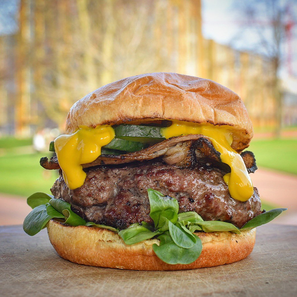 FeastInfo's tweet image. Sometimes the humble but mighty #burger sais it all! @woburncf all beef patty topped with their signature smoked dry cured bacon 😛 Postgrad day @unibirmingham