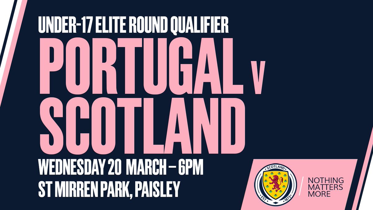 #SCO17s | It's a hat-trick of Elite Round matches, as Scotland Under-17s' campaign begins today.

🆚 Portugal v Scotland
🏆 UEFA Under-17s Elite Round
🕖 6pm 
📍<a href="/saintmirrenfc/">St Mirren FC</a>
🎟 Free Entry
➡️ Preview: scotfa.co/17sERprev

#YoungTeam