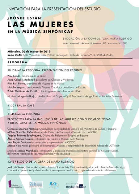 CDMyD's tweet image. Hoy día 20 se presenta en la SGAE el estudio ¿Dónde están las mujeres en la Música Sinfónica? realizado por la Asociación Cásicas y Modernas, @MujeresMusica @amcemujeres @fundacionsgae y en el que hemos participado aportando datos estadísticos #somosCultura