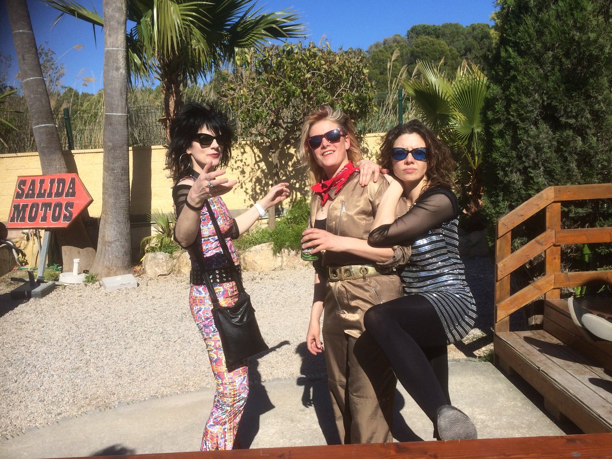 thepriscillas's tweet photo. Happy first day of spring! The #Priscillas are heading into the recording studio today to lay down some 'phat beats' as the kidz say. Here we are a few years ago in sunny Spain! Today we record in cloudy London. Olรจ! #newmusic #Music #InternationalDayOfHappiness #punk #Powerpop https://t.co/11tZtmYdTM
