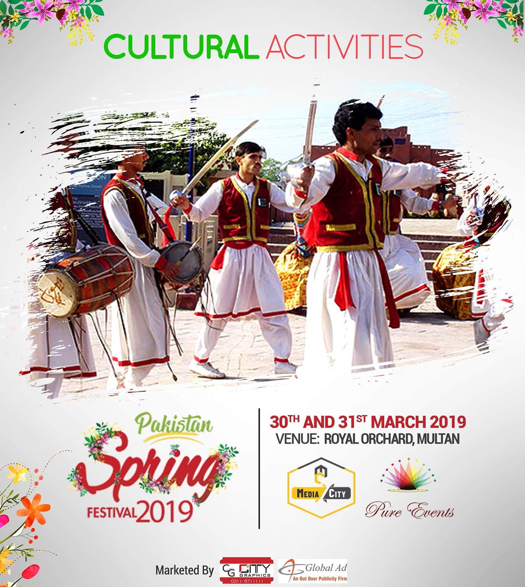 pakspringfest's tweet photo. Showcasing our culturally vibrant and diverse country! Let's celebrate the arrival of #spring with festivities and fun! Join us on the 30th and 31st #March 2019 at Royal Orchard, #Multan for an event filled with #Fun, #Music and #Food!!
#PakistanSpringFestival #JashnEBaharaan https://t.co/Gpi9WypC6m