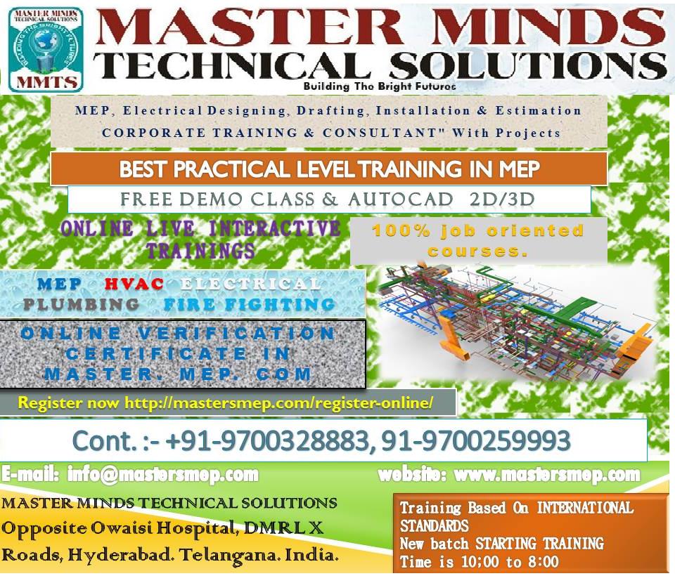 mmts_mep's tweet photo. "MEP, Electrical Designing, Drafting, Installation, Estimation &amp; AutoCAD,."
Description for "MEP, Electrical Designing, Drafting, Installation &amp; Estimation
CORPORATE TRAINING &amp; CONSULTANT" with projects.
MASTER MINDS TECHNICAL SOLUTIONS
MEP, Electrical Design https://t.co/i9Y1ak6GDV