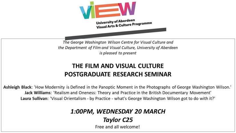 UoA_LLMVC's tweet photo. TODAY - Film and Visual Culture Postgraduate Research Seminar, 1pm, Taylor C25. A wonderful opportunity to hear about the postgraduate research being undertaken in FVC -don't miss it!
#ABDNFamily #Aberdream #LLMVC #ABDNLife #UniLife #University #Scotland https://t.co/LMT9theHe4