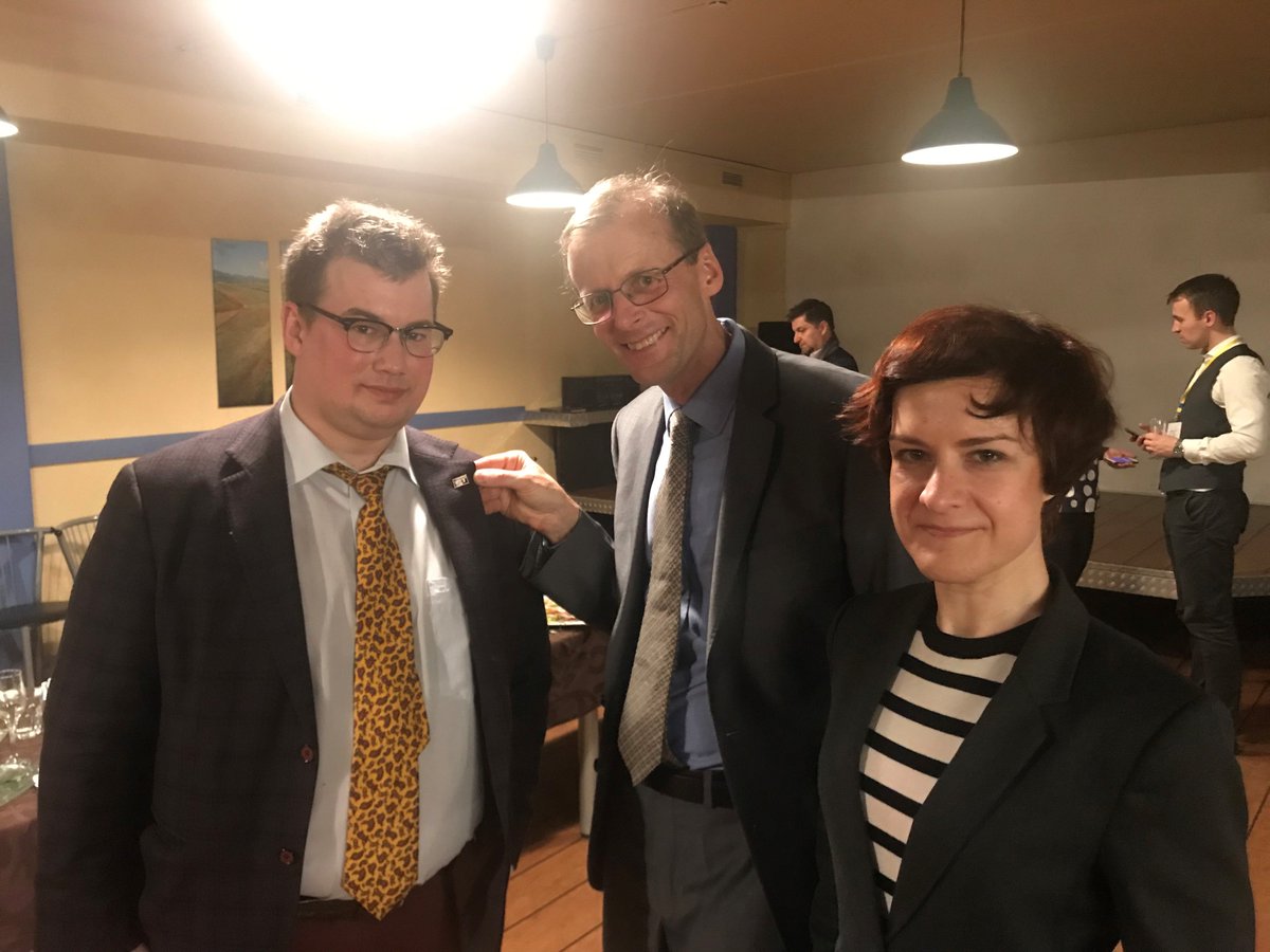 ISUnet's tweet photo. Nikita Kuprikov (#SSP08), Assistant Professor at Moscow Aviation Institute (MAI), receives a new ISU pin from Juan de Dalmau (#ISUnet President), in presence of Elizaveta Orlova (#SSP 16) during last Monday’s gathering at MAI. https://t.co/Ehxd4lPHpB
