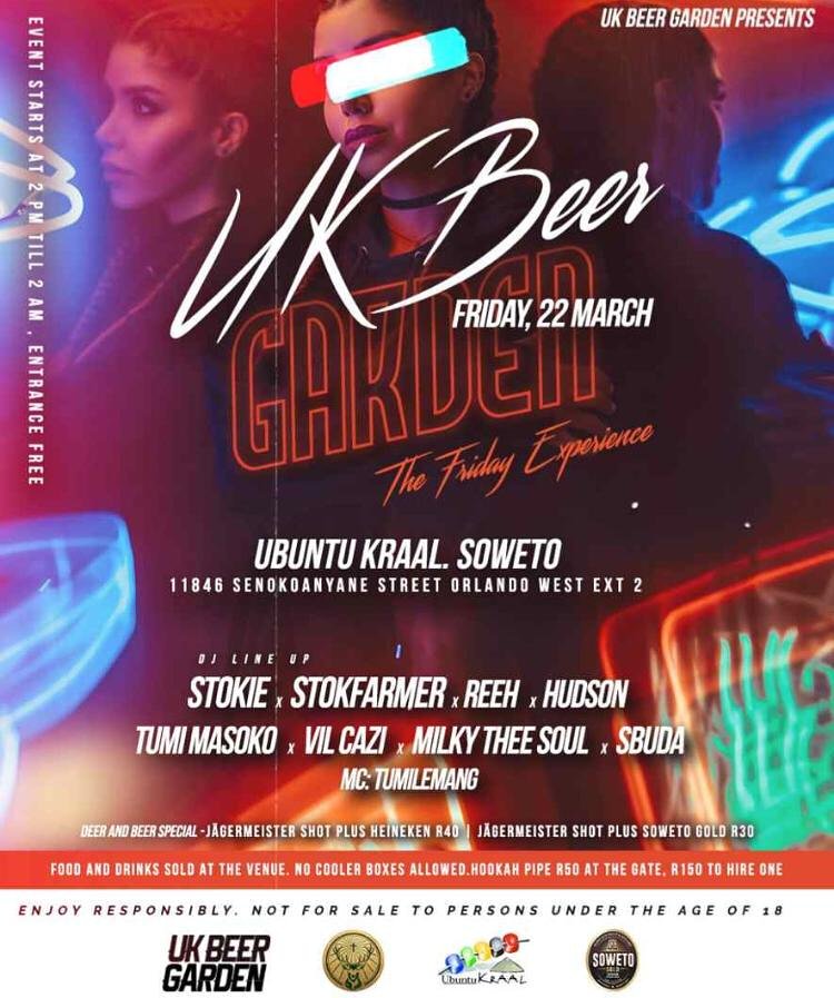 VilCazi's tweet photo. π΄πΏ @UKBEERGARDEN
πΊπΎππΎπΎπ± #thefridayexperience ππΏ 22March! π
π #UbuntuKraal π΄
π€ @TumiLemang
π§ @VilCazi Β° @djstokiesa Β° @TumiMasoko_Dj Β° #djfarmar Β° @milkytheesoul_ Β° @ReeH_D_J Β° #Sbuda Β° #Hudson Β° @DJFARMERSA Β° @NhlanhlaDjstoks
#FreeEntry @SowetoGold π» πΏπ¦ https://t.co/0WhVZQAjr7