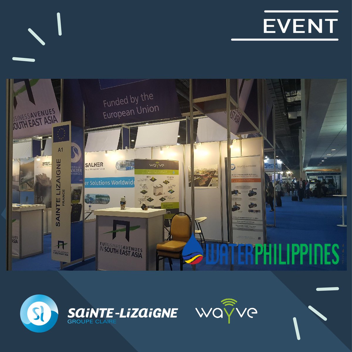 SainteLizaigne's tweet photo. Our team exhibits his traditional and connected solutions at WATER PHILIPPINES tradeshow until 22nd with @FAST_GmbH . 
Enjoy it to meet us in our booth.
#WAYVE #Show #WATERPHILIPPINES2019 #ConnectedSystems https://t.co/9vlpJph8NR