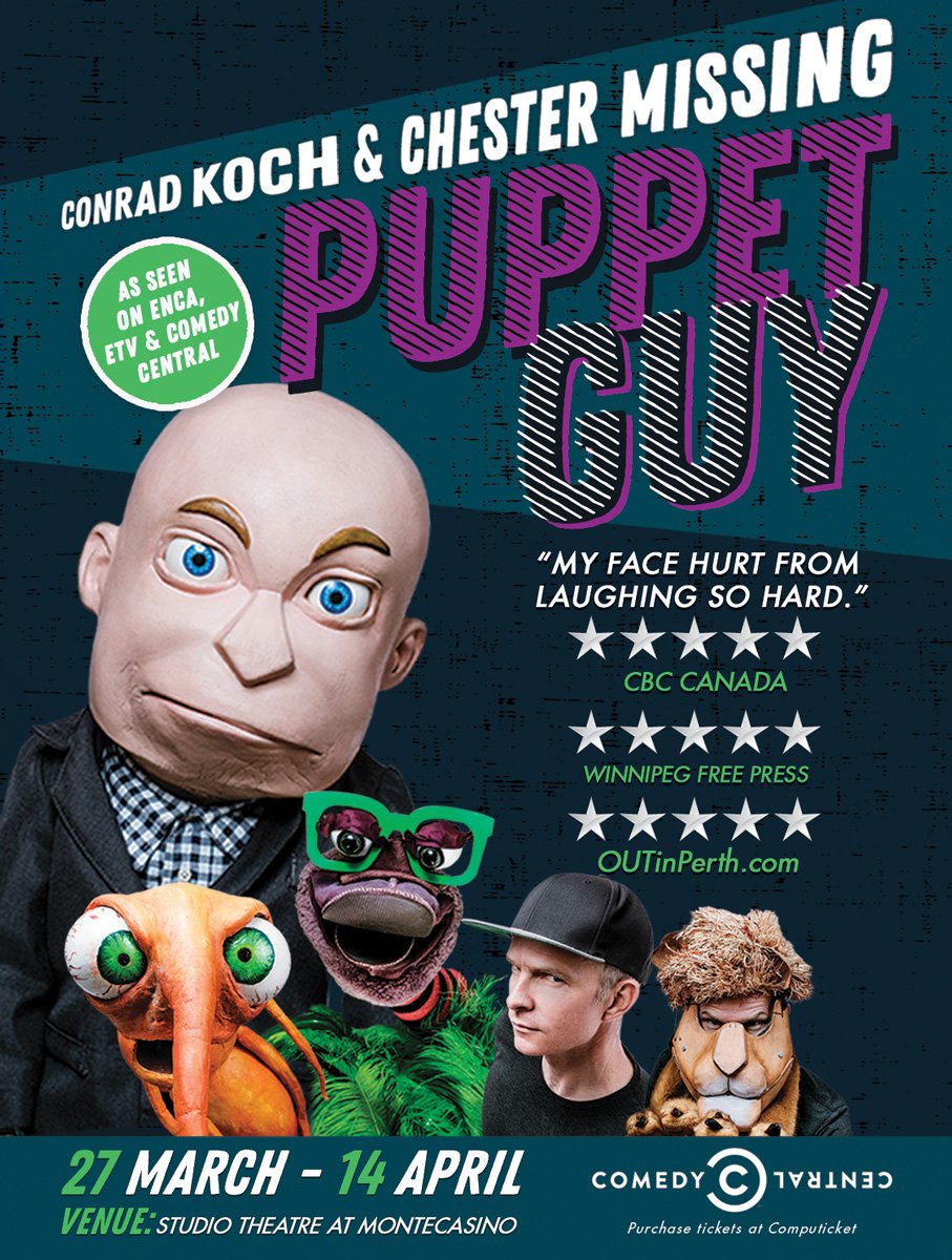 Monte_Theatre's tweet photo. On stage NEXT WEEK @MONTECASINOZA
Early-Bird tickets available @Computicket
@conradkoch @chestermissing #PuppetGuy https://t.co/SRer0amXoa