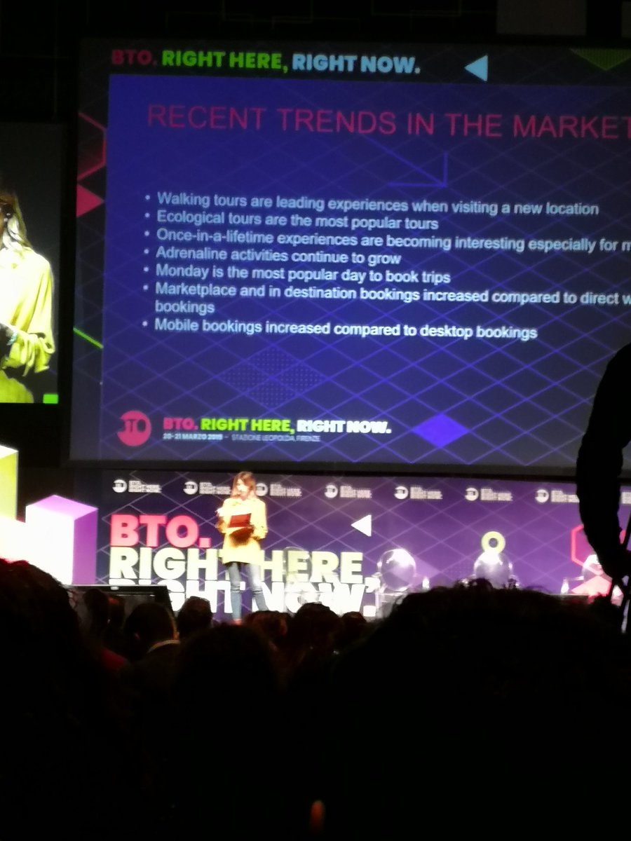 Trend attuali e futuri nelle destinazioni turistiche. Si cercano sempre più esperienze memorabili d sostenibili. E si acquista il lunedì! #BTO19 #bto #trends #turismo