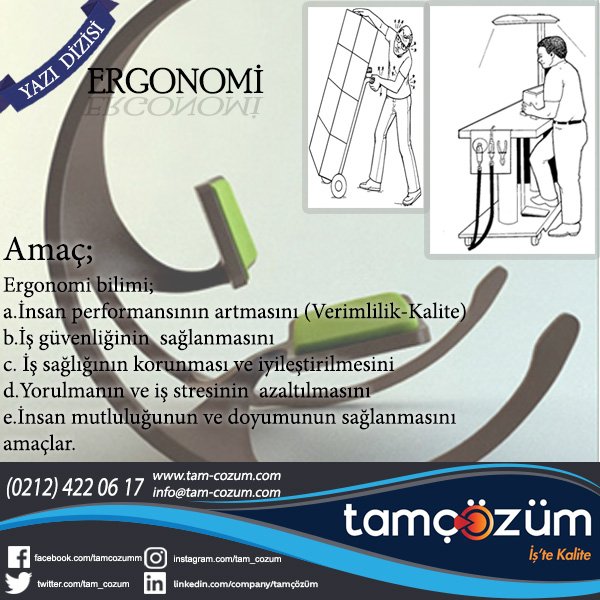 EGONOMİ. Amaç ; 
#ergonomi #tamçözüm #işsağlığıuzamanı #işsağlığıvegüvenliğieğitimi #işsağlığı #işgüvenliğiuzmanı #işgüvenliği #osgb #osgbhizmetleri #osgbdanışmanlık #belgelendirme #iso #isobelgelendirme #ce #cesertifikası