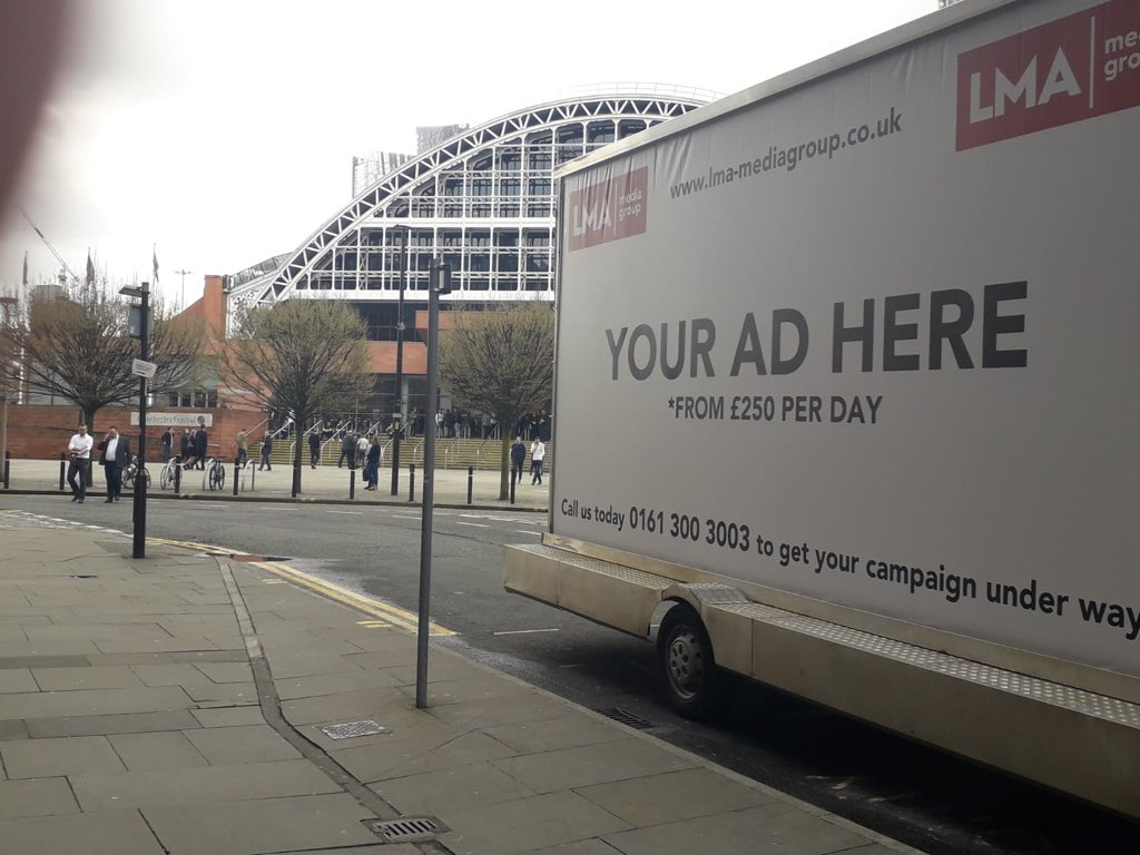 LMonsterAds's tweet photo. Hello #Manchester have you spotted your local @GroupLma #Advan cruising around the City Centre this morning?? Two huge mobile #48sheet billboards can deliver your New Store Opening, your latest Special Offer seen by 1000’s of 👀👀👀per 8 hour day from only £250/day! #OOH #Advans https://t.co/ZCH54yJnfj