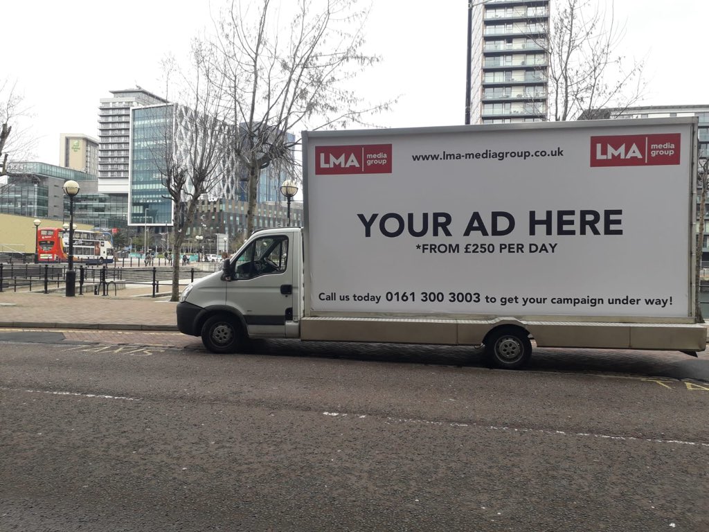 LMonsterAds's tweet photo. Hello #Manchester have you spotted your local @GroupLma #Advan cruising around the City Centre this morning?? Two huge mobile #48sheet billboards can deliver your New Store Opening, your latest Special Offer seen by 1000’s of 👀👀👀per 8 hour day from only £250/day! #OOH #Advans https://t.co/ZCH54yJnfj