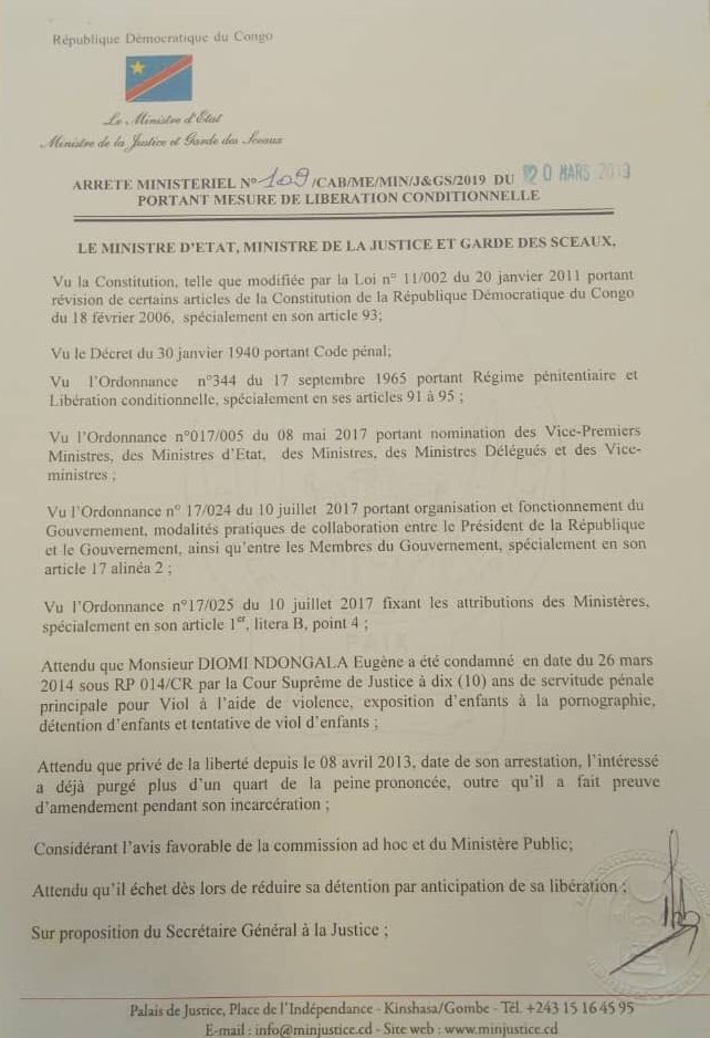 Rm_DE_JESUS's tweet photo. 🔴🇨🇩#DECRISPATION le dernier prisonnier politique "connu" est dehors. #DIOMI_NDONGLA enfin libre. Des parole aux actes, merci @fatshi13. @Hristo79 @Gkkbt4 @RMonunu @BavickM @Lisamongendu @PapyMukunay @ZPyramide @juantedbelkas @LuvDRC @Bosh_bulien @maleshele https://t.co/3c9yEQ4tXE