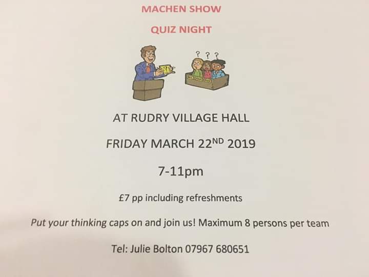 bedwellty_show's tweet photo. Our friends over @machenshow are hosting a quiz night at Rudry Hall this Friday, please attend to help support them if you can. :) #ShowsSupportingShows https://t.co/rwB78MUU9L