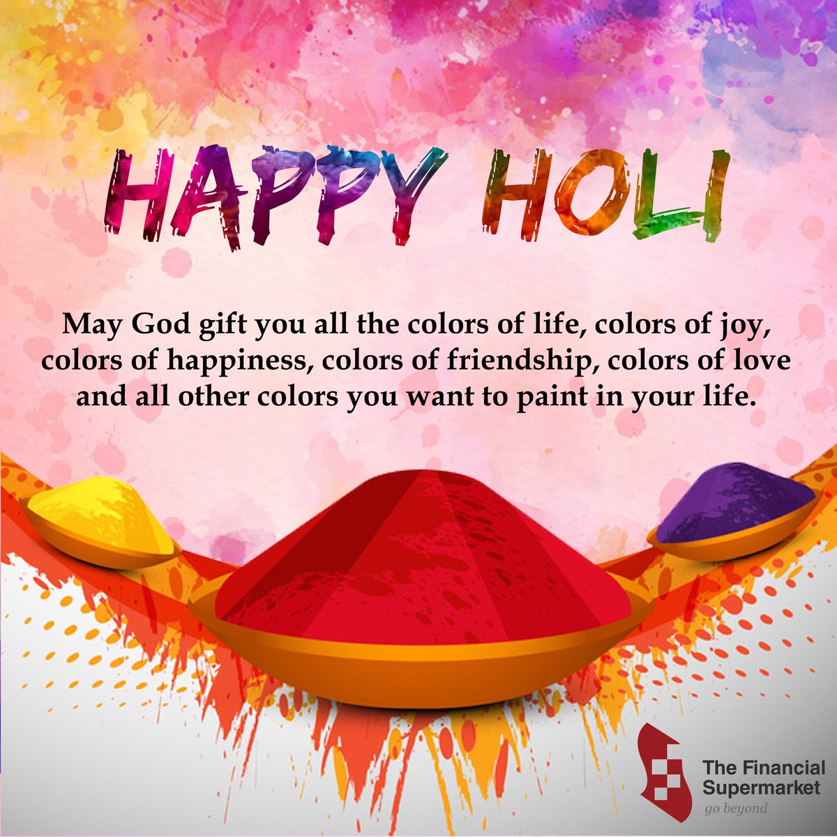 FS_Advisory's tweet photo. Hope your life is framed with all colors of love &amp; happiness today and always! Happy Holi..

#TheFinancialSupermarket #FSAdvisory #HappyHoli #Festival #Colors #HoliCelebration https://t.co/3AYzEHhmlY