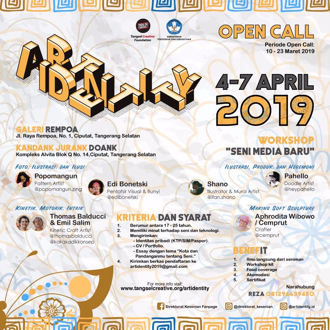 Tangsel jadi salah satu tuanrumah hajat workshop seni media. Kemonan ikutan opencall ini.
#artidentity #newmediaart #thisistangsel