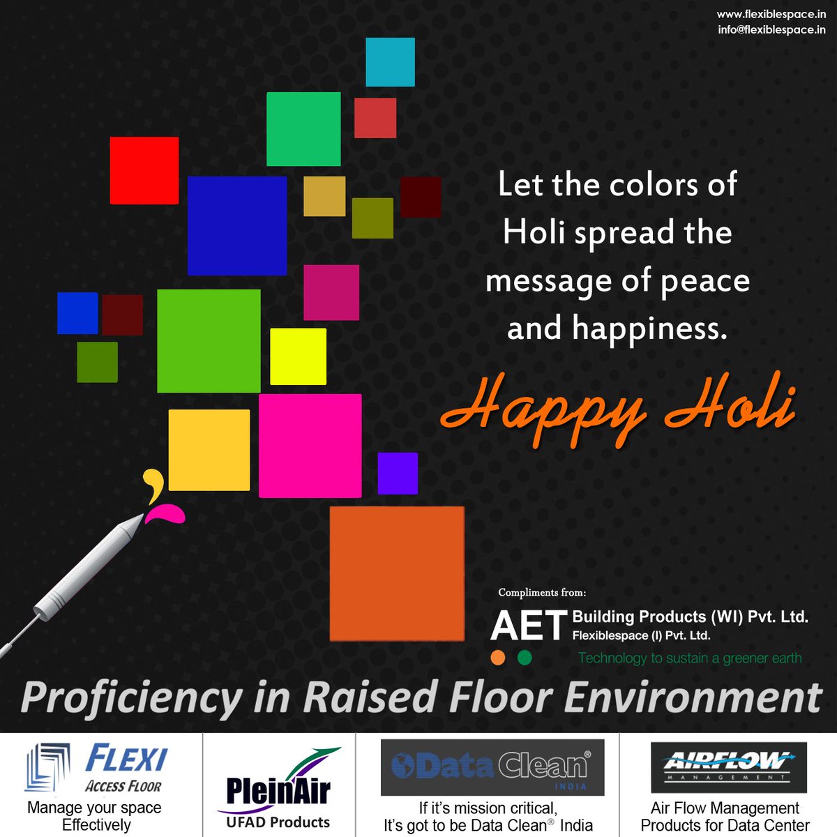 Flexifloor's tweet photo. Let the #colors of #Holi spread the message of peace and #happiness.
#HappyHoli2019 
https://t.co/ZRdfgK623v
#HappyHoli #Raised #flooring #Accessflooring #Pleinair #dataclean #Airflow #Airfixture #CMD #UFAD #SBFI #DataCentre #FloorPlan #furniture #controlroom #DataCenter https://t.co/P28EAbQ504