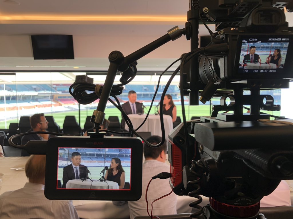 Ralph_Barba's tweet photo. Last week it was doing live radio with 70 students across the globe on @LIVEFM_Online for @CEMelbourne today it’s filming cutting edge communication technology for @ICommAUS at Adelaide Oval... #justlovemakingmedia #lovemyjob thanks to great work from @_tmcmedia again https://t.co/VFcJTj18n7