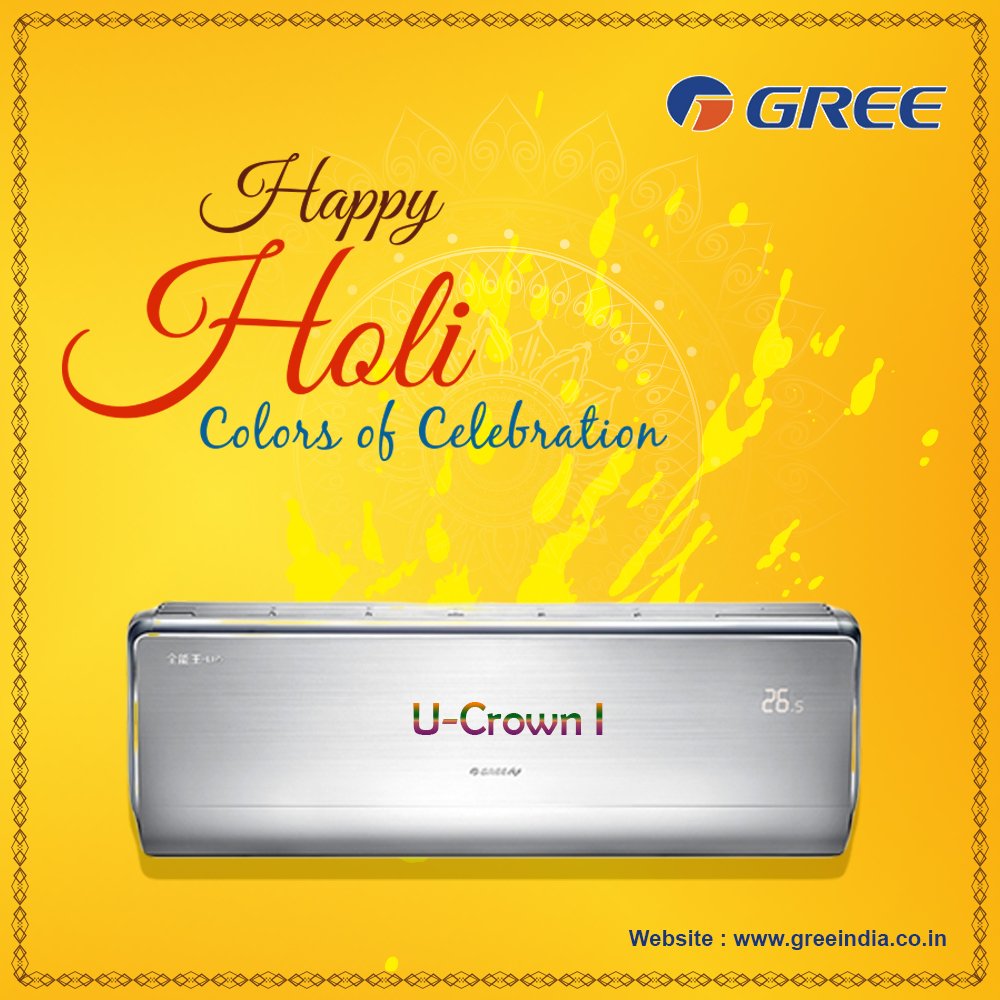 GreeIndia's tweet photo. Very Happy and Colourful Holi to U and Ur Family #HappyHoli2019 
#GreeIndia #GreeIndiaAirConditioners #IndiasBestAirconditioners #MarketLeaders https://t.co/GboZZWmBqx