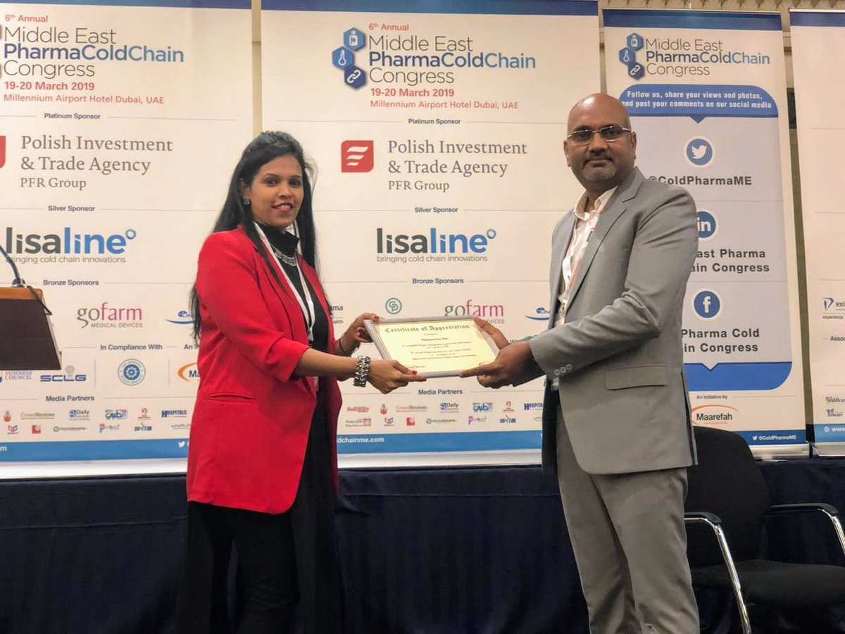 ColdPharmaME's tweet photo. Narasimha Rao receiving certificate at 6th #Annual #Middle #East #Pharma #Cold #Chain #Congress https://t.co/bRQ5jlsiSf