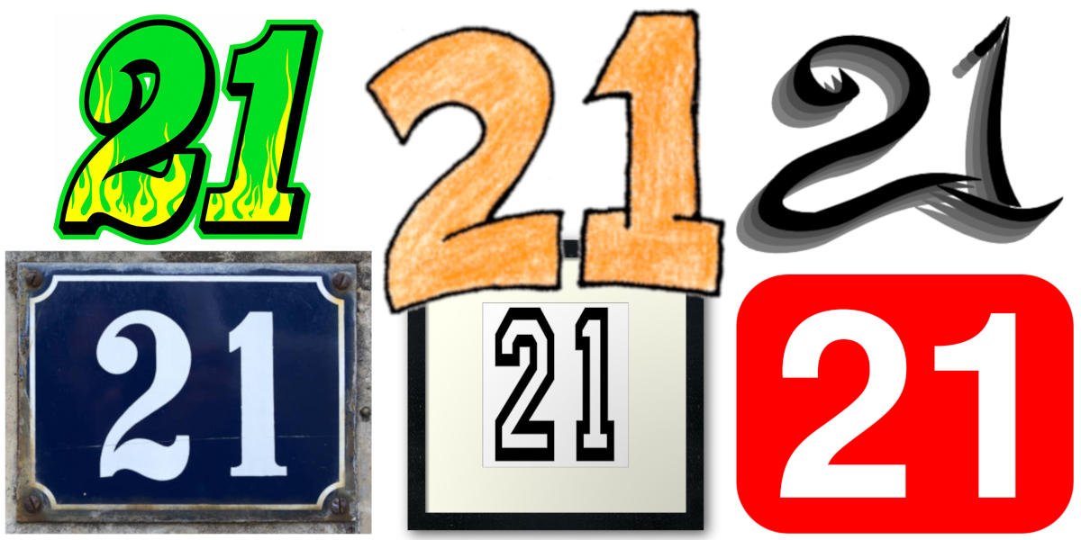 number 21 several times