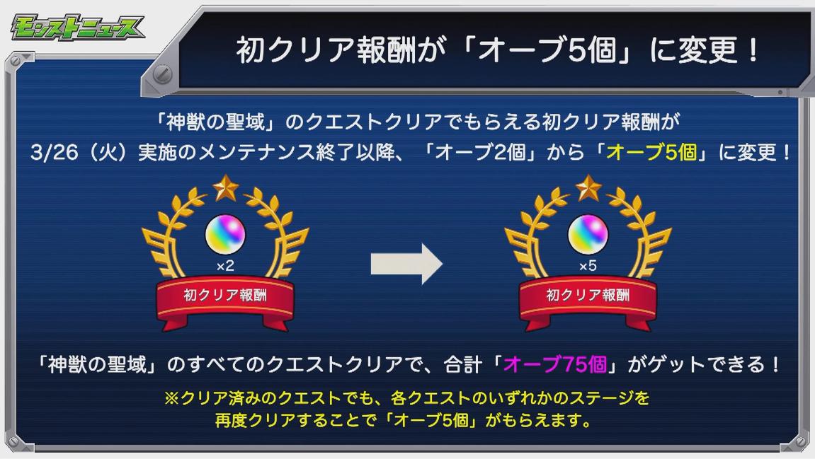 モンスト攻略班 Appmedia モンストニュース速報 ニュース内容前後しますが 神獣の聖域のクリアオーブの数が5個に増加します 過去にクリア済みのクエストも再クリア時に5個もらえるようになります T Co Ruep7njs10 モンスト T Co モンスト攻略班 Appmedia モンストニュース速報 ニュース内容前後しますが 神獣の聖域のクリアオーブの数が5個に増加します 過去にクリア済みのクエストも再クリア時に5個もらえるようになります T Co Ruep7njs10 モンスト T Co