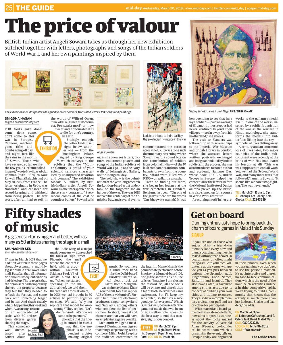 smokeysound's tweet photo. Thank you @mid_day for the feature in today’s #theGuide on page 25. Looking forward to see y'all at #AwestrungReloaded Concert by @Hungama_com / https://t.co/pgNxirxo84 at @gophoenixing on 22nd March. #MarathonConcert #50Artists #1Stage #1Purpose #Original #Smokey #SmokeySound https://t.co/zhlsqYbeXz