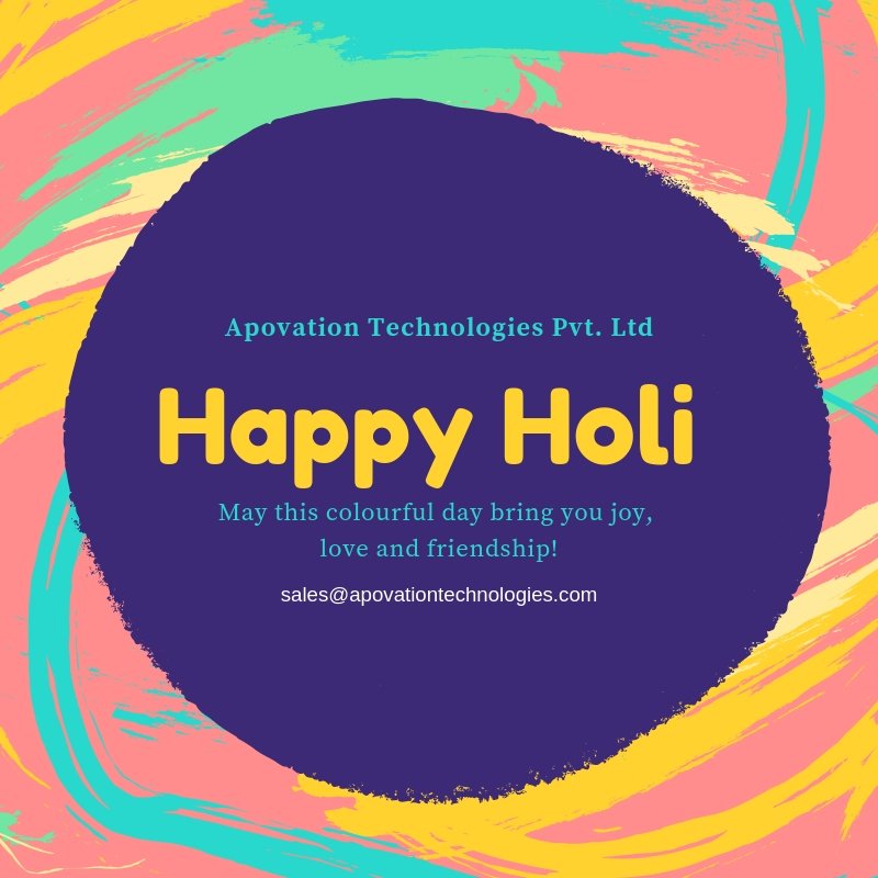 apovation's tweet photo. #Happyholitoall #Holifestival #2019 #websitedevelopment #developmentagency #bestinwordpress #bestincodeigniter #bestinlaravel #bestinHTMLconversion #bestinvideoediting #wordpress #laravel #codeigniter #designingndevelopment #videoediting #2danimation #soundmixing https://t.co/haib8SNRmQ