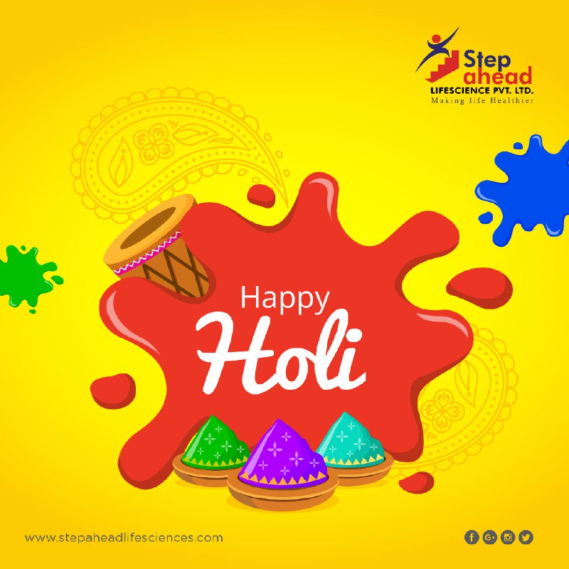StepAheadpharma's tweet photo. Step Ahead Life Science pvt. ltd. wishes you all safe and happy holi.

#stepahead #lifescience #wishes #happyholi #dhuleti #occasion #fun #joy https://t.co/j8AWOE68zg