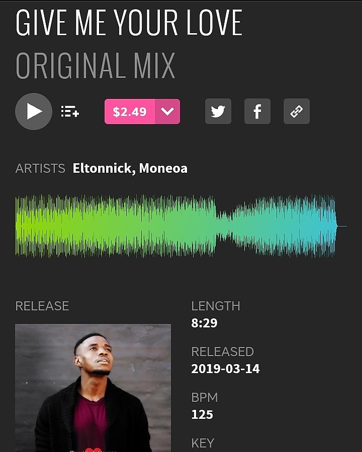EltonnickTME's tweet photo. OUT NOW @beatport
Eltonnick, Moneoa, GIVE ME YOUR LOVE
#BEASTMODE #SAVAGEMODE #GIVEMEYOURLOVE #ROLLOUTSEASON #AFRORETRO #BAAINAR #PRAYERS #HEAVYMETAL #PRAYERS https://t.co/qmuWJ8IpRN