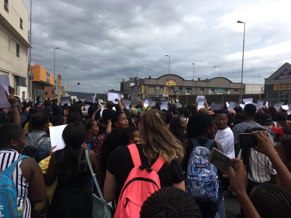 Standas1GBV's tweet photo. The group has now convened outside EL Police Station to demand action on cases filed #Standas1 #resistGBV @Checkpoint_eNCA https://t.co/1dOsjG2XYb