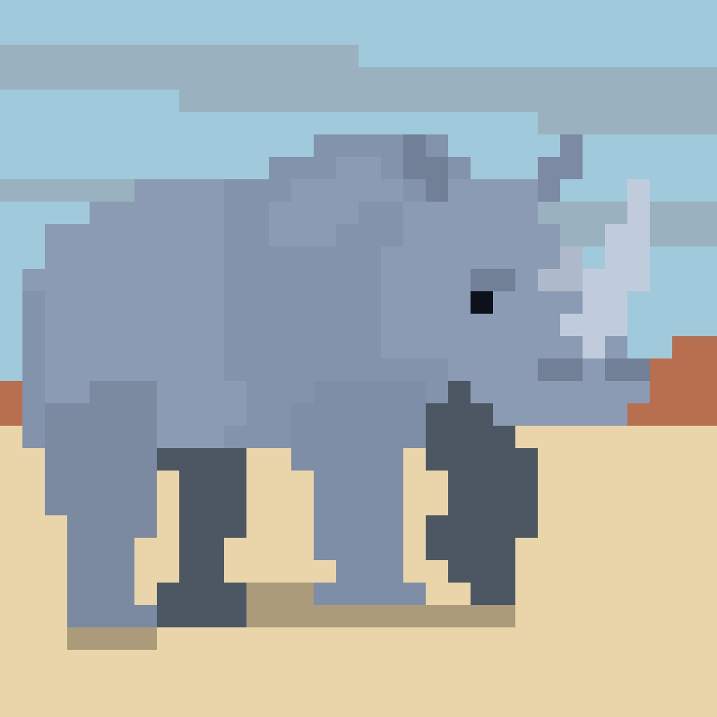 prof_crabpot's tweet photo. @Pixel_Dailies Here is a Rhino for your #ThingsWithFourLegs theme today. Gotta love our big rumbling rampagers. https://t.co/8AWNP4QNW2