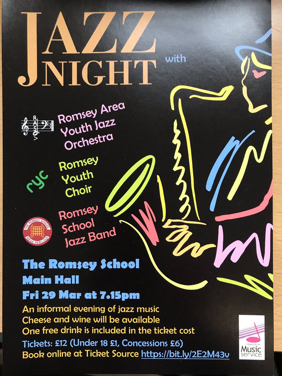 Jazz Night Concert on Friday 29th March, Romsey Youth Choir, Romsey Area Youth Jazz Orchestra and Romsey School Jazz Band - going to be a great evening - tickets from Ticket Source - please spread the word. @RomseyMusic @hantsmusichub @destinationroms