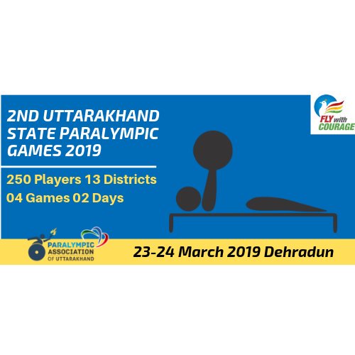 GamesParalympic's tweet photo. #FlyWithCourage 
2nd #Uttarakhand State #ParalympicGames 2019

23-24 March 2019 #Dehradun 
@ParalympicIndia @asianparalympic @Paralympics https://t.co/6HzxCHExnr