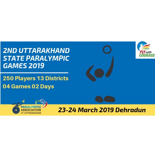 GamesParalympic's tweet photo. #FlyWithCourage 
2nd #Uttarakhand State #ParalympicGames 2019

23-24 March 2019 #Dehradun 
@ParalympicIndia @asianparalympic @Paralympics https://t.co/6HzxCHExnr