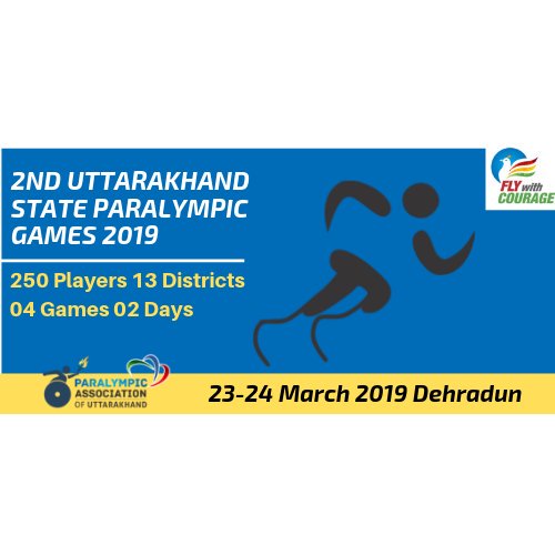 GamesParalympic's tweet photo. #FlyWithCourage 
2nd #Uttarakhand State #ParalympicGames 2019

23-24 March 2019 #Dehradun 
@ParalympicIndia @asianparalympic @Paralympics https://t.co/6HzxCHExnr