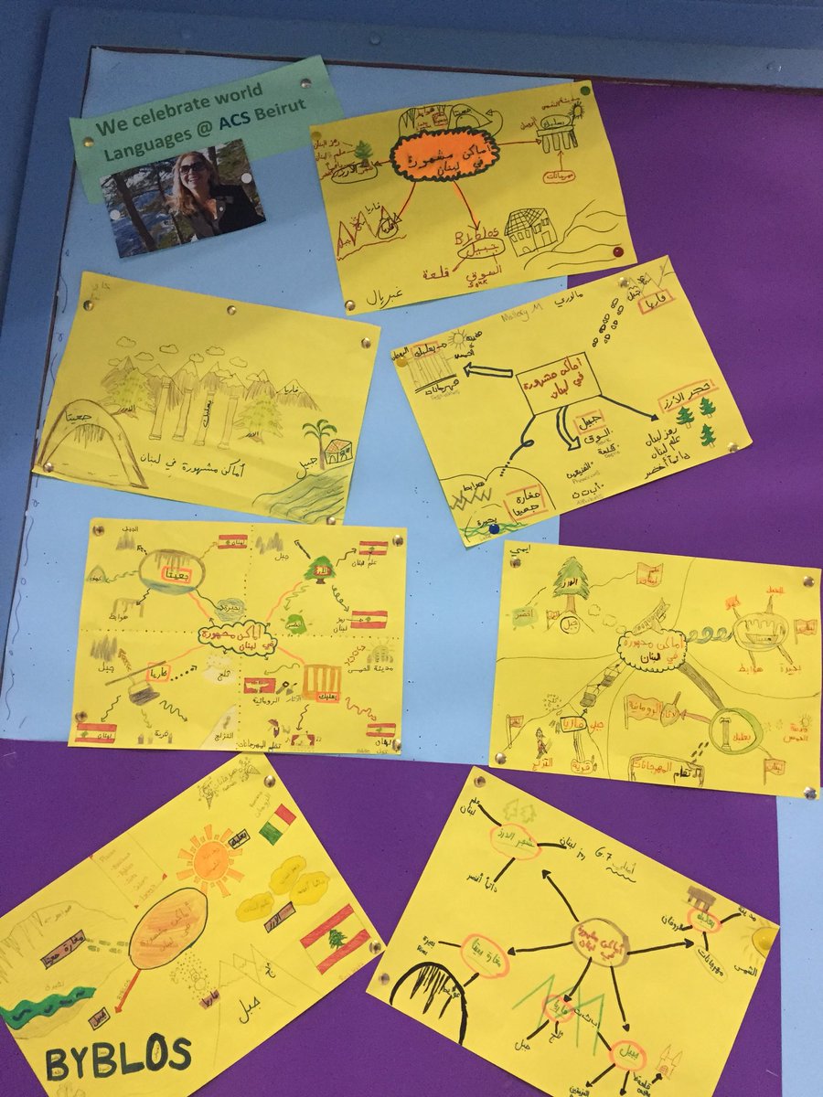 wafakays's tweet photo. #mind_maps improve memory &amp; help learners in connecting the dots instead of just collecting information. Learning #arabic @acsbeirut, students make meaning of what they learn and connect it to the existing knowledge using this format. https://t.co/Z0UDn27EEY