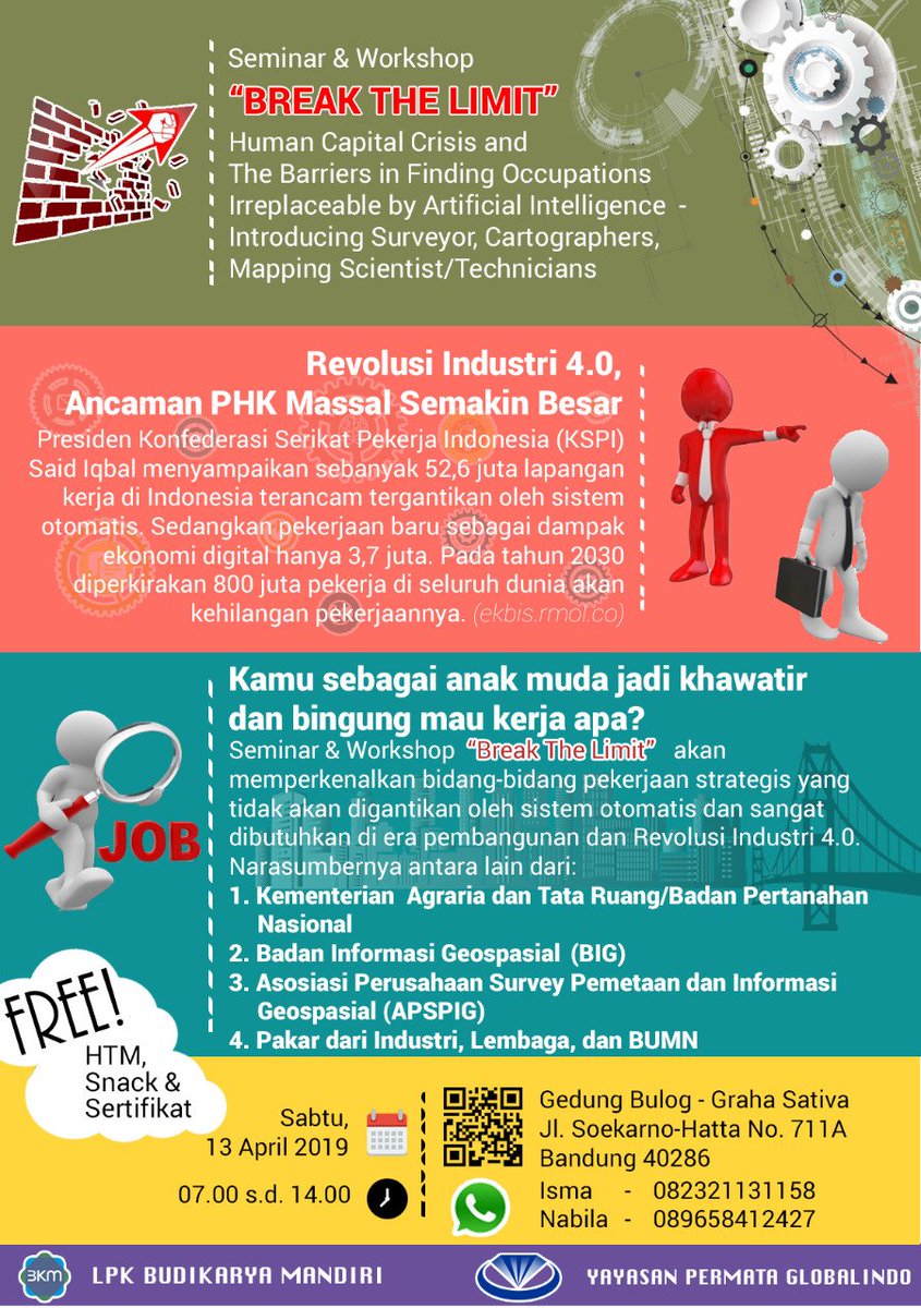rsd11am's tweet photo. Seminar &amp; Workshop "Break The Limit" Human Capital Crisis and The Barriers in Finding Occupations Irreplaceable by Artificial Intelligence Introducing Surveyor, Cartographers, Mapping Scientist/Technicians #artificialintelligence #scientists #humancapital #crisis #occupancy https://t.co/gaY0O6SqND